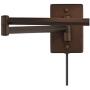 Clement Industrial Swing Arm Wall Lamps Set of 2 Oil Rubbed Bronze Plug-in Light Fixture White Linen Empire Shade for Bedroom Bedside Living Room Reading - 360 Lighting