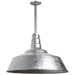 The Manhattan Industrial Pendant Light | Large Warehouse Barn Light with Rigid Stem for Ceiling | Heavy Duty Steel Light | Made in America (Galvanized)