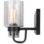 Contemporary 3-Light Vanity Light Fixture Modern Clear Glass Shades Lighting Black Dining Room Lighting Fixtures (3-Light)