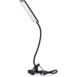 VICFUN LED Desk Lamp Dimmable Eye-Care Reading Light Office Light Adjustable 3 Color Modes,14 Brightness Levels, Gooseneck Flexible Clip-on Light for Studying, 5W-Black