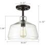 EUL Vintage Metal Glass Ceiling Light 1-Light Kitchen Pendant Lighting,Oil Rubbed Bronze Finish