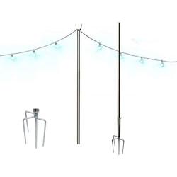 Outdoor String Lights, String Light Terrace Garden Terrace Residential Cafe Wedding Decoration with 10 Feet Rust Bracket LED or Suspended Light Solar Bulb Upgrade (Stainless Steel)