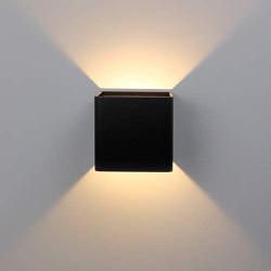 Aipsun Square Matte 10W LED COB Modern Up and Down Wall Light Lamp for Indoor Mount Sconce Pathway Staircase Bedroom Corridor Reading Living Room Balcony Home Lighting Fixture Decor（Black,Warm White）