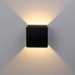 Aipsun Square Matte 10W LED COB Modern Up and Down Wall Light Lamp for Indoor Mount Sconce Pathway Staircase Bedroom Corridor Reading Living Room Balcony Home Lighting Fixture Decor（Black,Warm White）