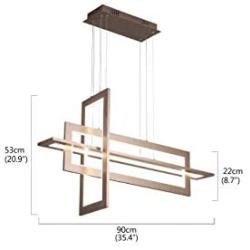 Leniure Brushed Coffee Finish Modern Square Cube LED Light Pendant Lamp Chandelier Lighting Fixture 35'' Wide 9'' Deep 21'' High, Warm White 3000K