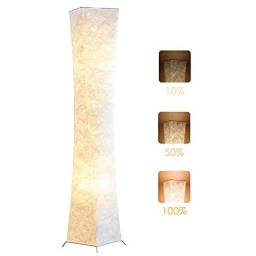 Floor Lamp, CHIPHY 61 Dimmable Tall Lamp for Living Room, 3 Levels Adjustable Brightness 12W/2 LED Bulbs(2400 LM, 100W Equivalent) and White Fabric Shade, Modern and Contemporary for Bedroom