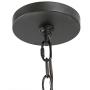 LALUZ Industrial Drum Chandeliers Farmhouse Pendant Hanging Vintage Lighting Fixture for Dining Room, 16”Width, Oil Black & Wood Finish