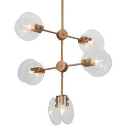 LOG BARN Gold Chandelier, 5-Light Dining Room Lighting with Bubble Glass, Kitchen Island Light Fixture, 22.5” Dia