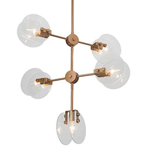 LOG BARN Gold Chandelier, 5-Light Dining Room Lighting with Bubble Glass, Kitchen Island Light Fixture, 22.5” Dia