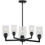 VINLUZ Farmhouse Chandeliers Black 5 Light Dining Room Lighting Fixtures Hanging Modern Industrial Pendant Lighting with Clear Glass Shade for Living Room Kitchen Island Bedrooms VINLUZ Farmhouse Chandeliers Black 5 Light Dining Room Lighting Fixtures Hanging Modern Industrial Pendant Lighting with Clear Glass Shade for Living Room Kitchen Island Bedrooms