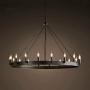 LITFAD Industrial Antique Style Round Chandelier Light 18 Lights Metal Pendant Lighting Retro Ceiling Hanging Light in Black for Restaurant Dining Room Living Room