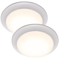 Gruenlich LED Flush Mount Ceiling Lighting Fixture, 9 Inch Dimmable 15.5W 1050 Lumen, Aluminum Housing Plus PC Cover, ETL and Damp Location Rated, 2-Pack (White Finish-3000K)