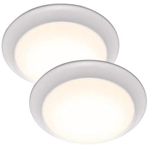Gruenlich LED Flush Mount Ceiling Lighting Fixture, 9 Inch Dimmable 15.5W 1050 Lumen, Aluminum Housing Plus PC Cover, ETL and Damp Location Rated, 2-Pack (White Finish-3000K)