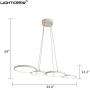 LED Pendant Light Modern Ring-Shaped 34.6 Inches Length for Living Room Kids Room Study Room 35W 2450 Lumes 3000K Warm White Aluminum Silicone Material Class A Energy Efficiency