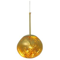 RUNNUP Modern Pendant Light Creative Single Light 12'' Hanging Lamp with Melt Glass Shade in Gold for Dining Rooms,Living Room
