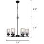 Doowin Chandelier Dining Room Lighting Fixtures Hanging, 6 Light Modern Chandelier Light Fixture Ceiling Light Dining Room Lights Black Finished with Clear Glass Lampshade for Entryway Foyer Kitchen