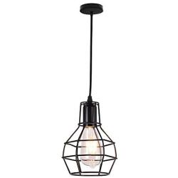 Qamra Iron Art Pendant Lighting, Vintage Industrial Farmhouse Geometry Cage Hanging Ceiling Light Fixtures for Kitchen Island Dining Room Living Room Hallway Bedroom Entryway (Black)