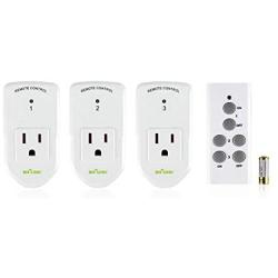 BN-LINK Wireless Remote Control Electrical Outlet Switch for Lights, Fans, Christmas Lights, Small Appliance, Long Range White (Learning Code, 3Rx-1Tx) 1200W/10A