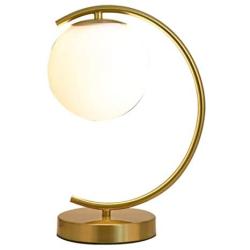 KCO Lighting Modern Bedside Table Lamp Industrial Glass Ball Desk Lamp Reading Lamp Moon Shape Metal Table Light for Bedroom Office, Gold