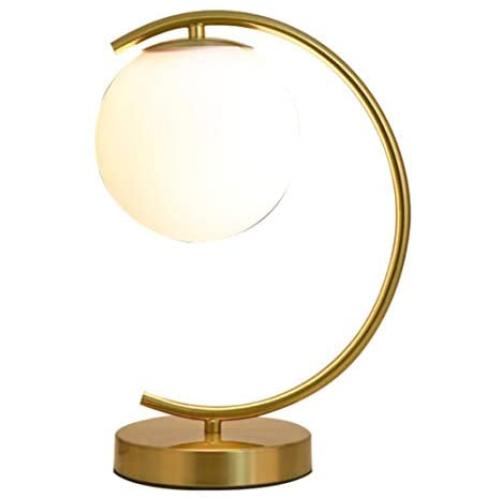 KCO Lighting Modern Bedside Table Lamp Industrial Glass Ball Desk Lamp Reading Lamp Moon Shape Metal Table Light for Bedroom Office, Gold