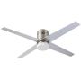 CO-Z 52’’ Modern Ceiling Fan with LED Lights and Remote, Indoor Low Profile Flush Mount Ceiling Fans for Bedroom, Living Room, Brushed Nickel Finish and 4 Reversible Plywood Blades in Cherry & Silver