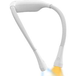 OUTXE 2000mAh Hands-Free Reading Light Around Neck, 3 Colors + Unlimited Brightness Adjustable, Lasts Up to 60 Hrs, LED Neck Reading Light in Bed, Perfect for Reading, Knitting, Repairs ( White )