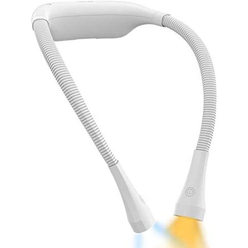 OUTXE 2000mAh Hands-Free Reading Light Around Neck, 3 Colors + Unlimited Brightness Adjustable, Lasts Up to 60 Hrs, LED Neck Reading Light in Bed, Perfect for Reading, Knitting, Repairs ( White )