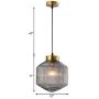 CraftThink Pendant Lighting Chandelier Fixture Nordic Drum Amber Ribbed Glass in Brass 1 Light Ceiling Suspension Lamp LED Hanging Lamp for Coffee Dining Living Room Bedroom Restaurant Hotel-Smoke