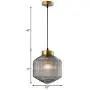 CraftThink Pendant Lighting Chandelier Fixture Nordic Drum Amber Ribbed Glass in Brass 1 Light Ceiling Suspension Lamp LED Hanging Lamp for Coffee Dining Living Room Bedroom Restaurant Hotel-Smoke
