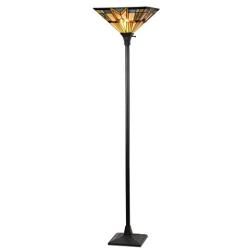 Tiffany Style 69'' H Stained Glass Mission Torchiere Floor Lamp 1-Light with 14.2'' Wide Shade for Living Room, Bedroom