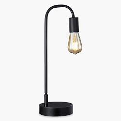 Keymit 3 Way Dimmable Bedside Lamp, Desk Lamp,ST58 8W Edison Industrial Lamp, LED Table Lamp for Bedroom Living Room, Nightstand Black Lamps, Gold LED Filament Bulb Included