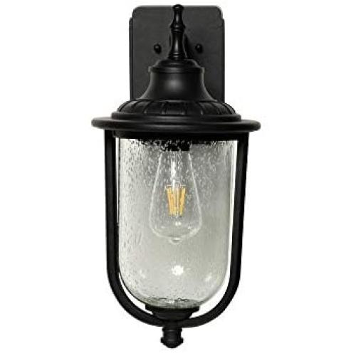 Addington Park 31849 Victoria Collection 1-Light Nautical Outdoor Wall Sconce with Seeded Glass and 2 Built-in GFCI Outlets, 1 Pack, Black Finish Addington Park 31849 Victoria Collection 1-Light Nautical Outdoor Wall Sconce with Seeded Glass and 2 Built-in GFCI Outlets, 1 Pack, Black Finish