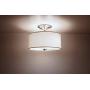 Kira Home Addison 13'' 2-Light Semi-Flush Mount Ceiling Light Fixture with Off-White Fabric Drum Shade, Brushed Nickel Finish