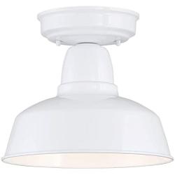 Urban Barn Farmhouse Outdoor Ceiling Light Fixture White Metal 10 1/4'' for Exterior House Porch Patio - John Timberland