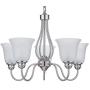 Doraimi 5 Light Chandelier Lighting with Brused Nickel Finish, Classical Style Ceiling Light Fixture with Frosted Glass Shade for Meeting Room Dining Room Living Room Corridor, LED Bulb(not Include)