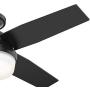 Hunter Dempsey Low Profile Indoor / Outdoor Ceiling Fan with LED Light and Remote Control, 44'', Matte Black