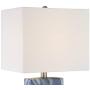 Connie Modern Table Lamps Set of 2 with USB Charging Port Rectangular Blue White Fabric Shade for Living Room Bedroom Bedside Nightstand Office Family - 360 Lighting