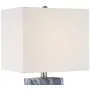 Connie Modern Table Lamps Set of 2 with USB Charging Port Rectangular Blue White Fabric Shade for Living Room Bedroom Bedside Nightstand Office Family - 360 Lighting