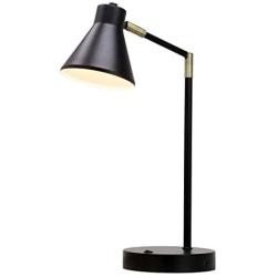 O’Bright LED Desk Lamp with USB Charging Port, Metal Lamp, Flexible Swivel Arms, Soft White LED Reading Light (3000K), Bedside Reading Lamp, Office Lamp, Table Lamp, ETL Listed (Black)