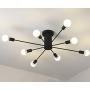 RUXUE Modern Flush Mount Ceiling Light Metal Art Industrial Ceiling Light 10 Lights Black Painted Finish for Dining Room Bedroom Kitchen Livingroom Hallway Restaurant Warehouse Barn (Black) RUXUE Modern Flush Mount Ceiling Light Metal Art Industrial Ceiling Light 10 Lights Black Painted Finish for Dining Room Bedroom Kitchen Livingroom Hallway Restaurant Warehouse Barn (Black)