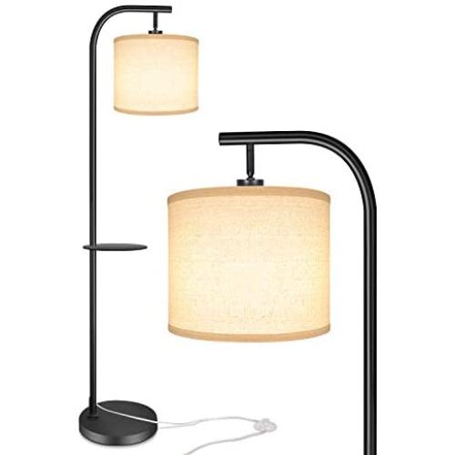 OOWOLF LED Floor Lamp 9W Modern Tall Pole Arc Light with Hanging Lamp Shade Minimalist Floor Light for Bedroom, Living Room, Study Room, Office