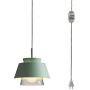 STGLIGHTING Glass Socket Pendant Light with 15ft Plug-in UL On/Off Dimmer Switch Cord Macaron Green Lampshade Light Fixtures Nordic Minimalist Loft Style Lamps for Dining Room Bulbs Not Included