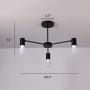 LAKIQ Modern Ceiling Light Living Room Close to Ceiling Lighting Bedroom Semi Flush Mount Light Fixture Minimalist Style Indoor Chandelier Lighting (Black,3 Lights)
