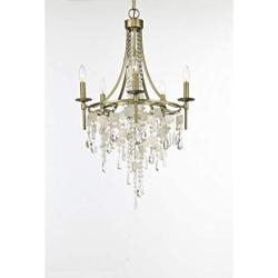 Maxim 14425CZGS Cebu Crystal and Shell Candle Chandelier for Bedroom and Small Dining Room, 5-Light 300 Total Watts, 34''H x 21''W, Capiz/Gold Silver