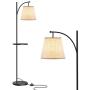 LEPOWER Shelf Floor Lamp for Living Room, Standing Reading Light with Arc Hanging Lampshade, Modern Design Tall Pole Lamp with Table for Office, Farmhouse, Bedroom and Nursery, E26 Lamp Base.