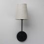 Pathson Vintage Wall Sconce, 1-Light Wall Light with Linen Fabric Lamp Shade, Industrial Wall Mounted Fixture for Bedroom Living Room, Dark Black Finish 2-Pack (Black)