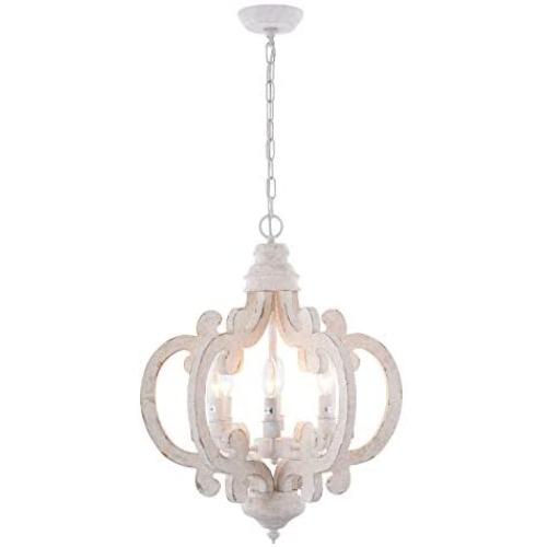 HMVPL 6-Lights Wooden Farmhouse Pendant Lighting Fixtures, Industrial Swag Chandeliers Hanging Ceiling Lamp for Kitchen Island Dining Room Bedroom Foyer Hallway Front Door
