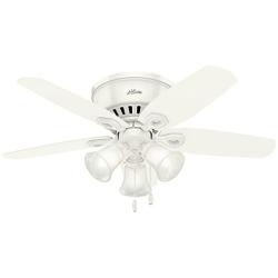 Hunter Fan Company 51090 Hunter Builder Indoor Low Profile Ceiling Fan with LED Light and Pull Chain Control, 42'', White