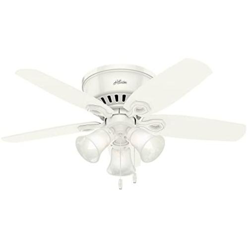Hunter Fan Company 51090 Hunter Builder Indoor Low Profile Ceiling Fan with LED Light and Pull Chain Control, 42'', White