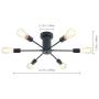 Lampundit 6 Lights Sputnik Chandelier Modern Chandelier Lighting Black Semi Flush Mount Ceiling Light Rustic Starburst Style Ceiling Lamp for Kitchen Study Living Room Dining Room Bed Room Way Hallway